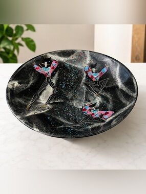 Marc Bellaire California Pottery Mardi Gras Art Bowl 15” Signed MCM